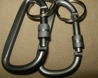 2 Carabiners Olive Green 3 Inches with Lock and Key Ring 2 for the Price of One