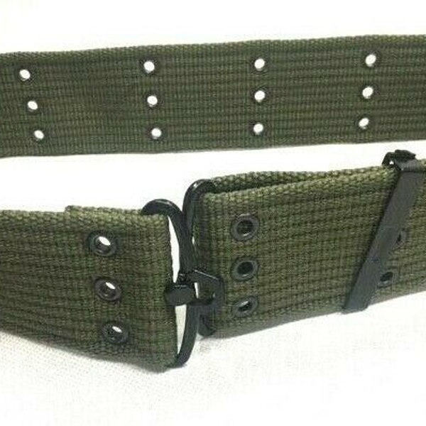 US Army Style Nylon Web Pistol Belt Metal Hooks One Size 30-42 Green Black Camo