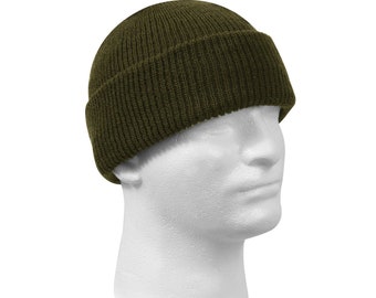 Military Watch Cap 100% Wool Made in USA Olive Green One Size Fits All Very Warm