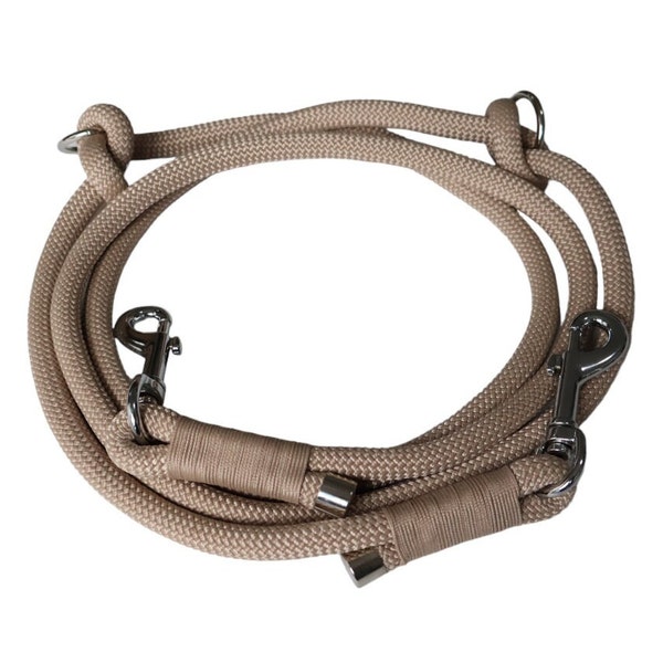 Dog Leash Rope Leash Adjustable 10mm Thick PPM Customizable Mocha Beige Handmade