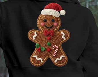 Gingerbread Christmas Png: Faux Yarn Crochet Bow Cookie Sublimation Design