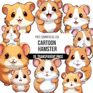 Cute Hamster Clipart - 10 High Quality Transparent PNGs | Illustration | Digital Download | Designs for T-shirts, Stickers and more