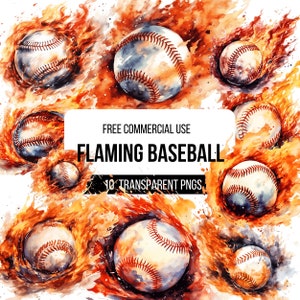Baseball On Fire Clipart - 10 High Quality Transparent PNGs | Illustration | Designs for T-shirts, Stickers and more | Digital Download