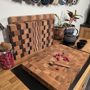 Large Oak End Grain Cutting Board – Professional Butcher Block, Solid Wood Chopping Board