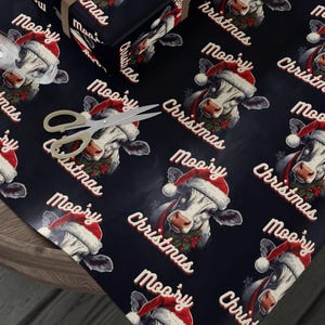 Cow Moo'ry Christmas Gift Wrap | Farm Life | Glossy or Matte | Merry Christmas Wrapping Paper | Gift for Her | Western | Gift for Mom |