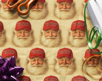 Papel de regalo navideño "Make America Great Again" / Estilo vaquero / Satinado o mate / Regalo para él, papá o hijo / MAGA