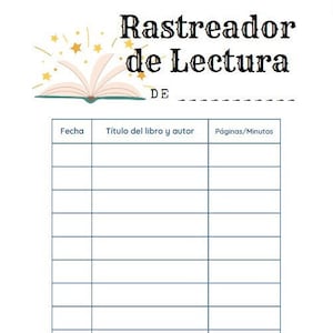 rastreador de lectura en espanol | Reading Log in Spanish
