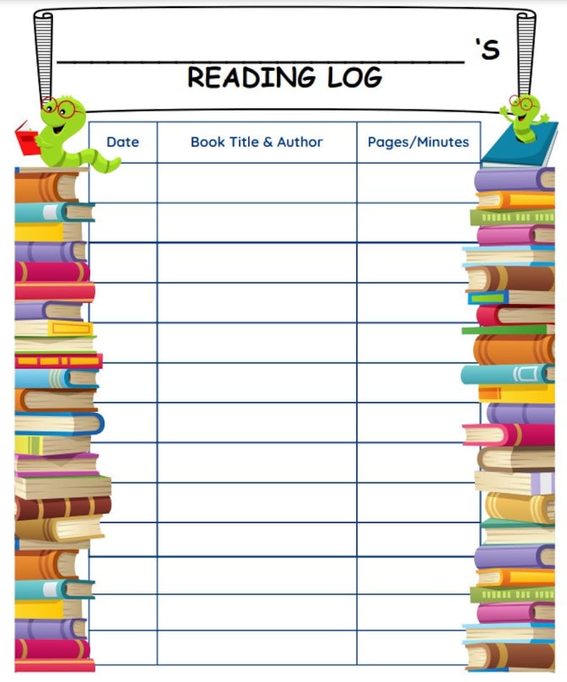 Reading Logs for Kids Printable | Digital Download Reading Tracker