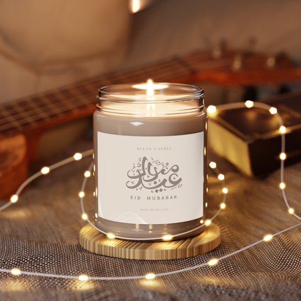 Ramadan Scented Candle Gift - Message Eid Mubarak, Unique Ramadan Present
