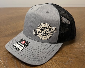 Certified Badass Hat, funny trucker hat, funny hat. Gift for him, husband gift, Boyfriend gift, gift for trucker hat