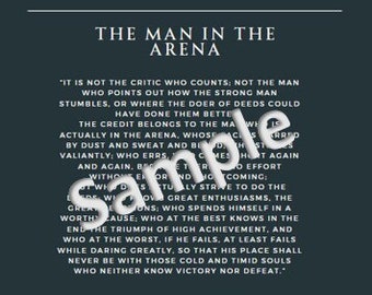 Digital Print - The Man in the Arena by Theodore Roosevelt Digital Print PDF