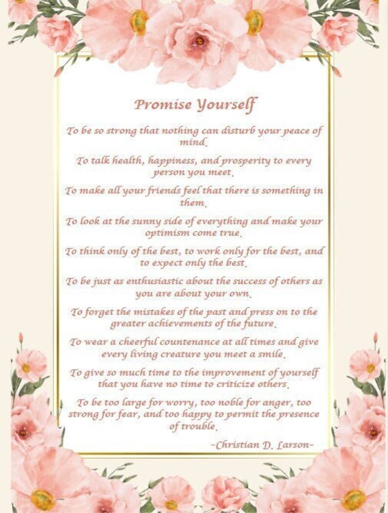 Digital Print Promise Yourself the Optimist Creed Digital PDF Print - Etsy