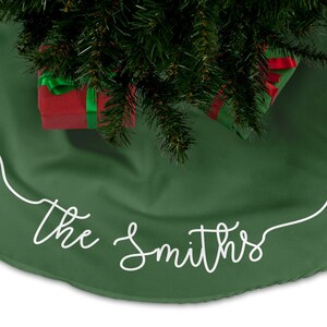 Gonna per albero di Natale personalizzata, gonna per albero con scritta personalizzata, decorazioni per la casa di Natale, regalo per la famiglia, albero di Natale, regalo di Natale unico immagine 8