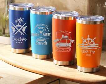 Personalized 20oz Tumbler, Custom Travel Mug, Travel Tumbler, Summer Vacation Tumbler, Custom Gift Idea, Insulated Drinkware, BPA-Free Cup