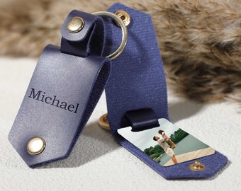Personalisierte Foto Leder Schlüsselanhänger, Vatertag Foto Geschenk, Foto gravierte Schlüsselanhänger, Geschenk für ihn, Papa Geschenke, Opa Geschenk, Weihnachtsgeschenk