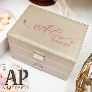 Personalisierte große Schmuckschatulle, kundenspezifische Schmuck Aufbewahrungsbox, Weihnachtsgeschenk, Schmuckschatulle für sie, Box mit Schublade, Blumenmädchen Geschenke