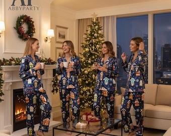 Gepersonaliseerde bijpassende kerstpyjama, vakantiepyjama, kerstpyjama voor het hele gezin, kerstcadeau, kerstpyjama meisjes, pyjama's, pyjama's voor meisjes