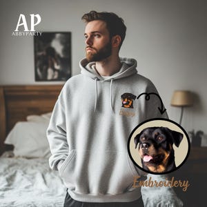 Custom Pet Embroidered Hoodie, Pet Lover Sweatshirt, Birthday Gift, Pet Memorial Sweatshirt, Christmas Gift, Unisex Sweater, Gift for Him-DE
