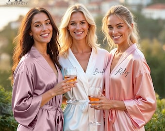 Personalized Bridal Robe, Bridal Shower Robe, Bridesmaid Proposal Robe, Bachelorette Party Gift, Flower Girl Robe, Wedding Gown,Gift for Her