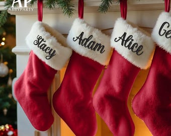 Custom Embroidered Christmas Stocking, Family Xmas Gift, Family Matching Stocking, Christmas Tree Deco, Christmas Gift, Holiday Stocking