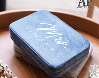Custom Velvet Jewelry Box, Travel Jewelry Case, Gift For Her, Birthday Gift, Travel Case, Name Jewelry Box, Jewelry Storage, Bridesmaid Gift
