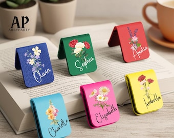 Personalized Birth Flower Magnetic Bookmark, Custom Floral Page Marker, Book Lover Gifts, Birthday Bookmarks