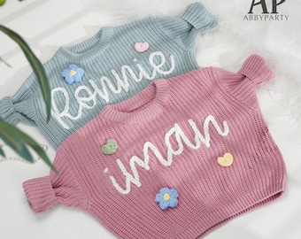Personlig barntröja, namngiven tröja för småbarn, broderad babytröja, födelsedagspresent, julklapp till barn, babytröja