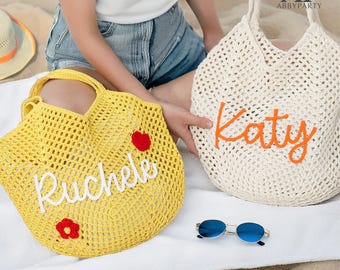 Sac de vacances d'été personnalisé, sac à bandoulière pour femme, sac de week-end, sac fourre-tout en toile, sac de voyage, sac de week-end, sac de plage, cadeau pour elle