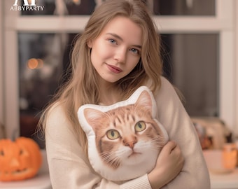 Personalized Pet Pillow, Custom Cat Portrait Cushion, Cat Memorial Pillow, Gift for Cat Owners, Cat Photo Pillow, Cat Keepsake Gift