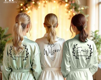 Gepersonaliseerd bruidsmeisje voorstel gewaad, satijnen gewaad met naam, monogram gewaad, bruids douche gewaad, vrouwen gewaden, trouwgewaad, cadeau voor haar