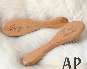 Personalized Wooden Baby Hair Brush, Baby Birth Keepsake, Baby Shower Gift, Gift for New Mom, Custom Engraved Wooden Brush for Baby