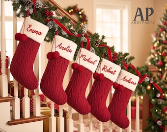 2026 Family Christmas Stocking, Embroidered Xmas Stocking, Christmas Decoration, Matching Family Stockings, Traditional Christmas Stockings
