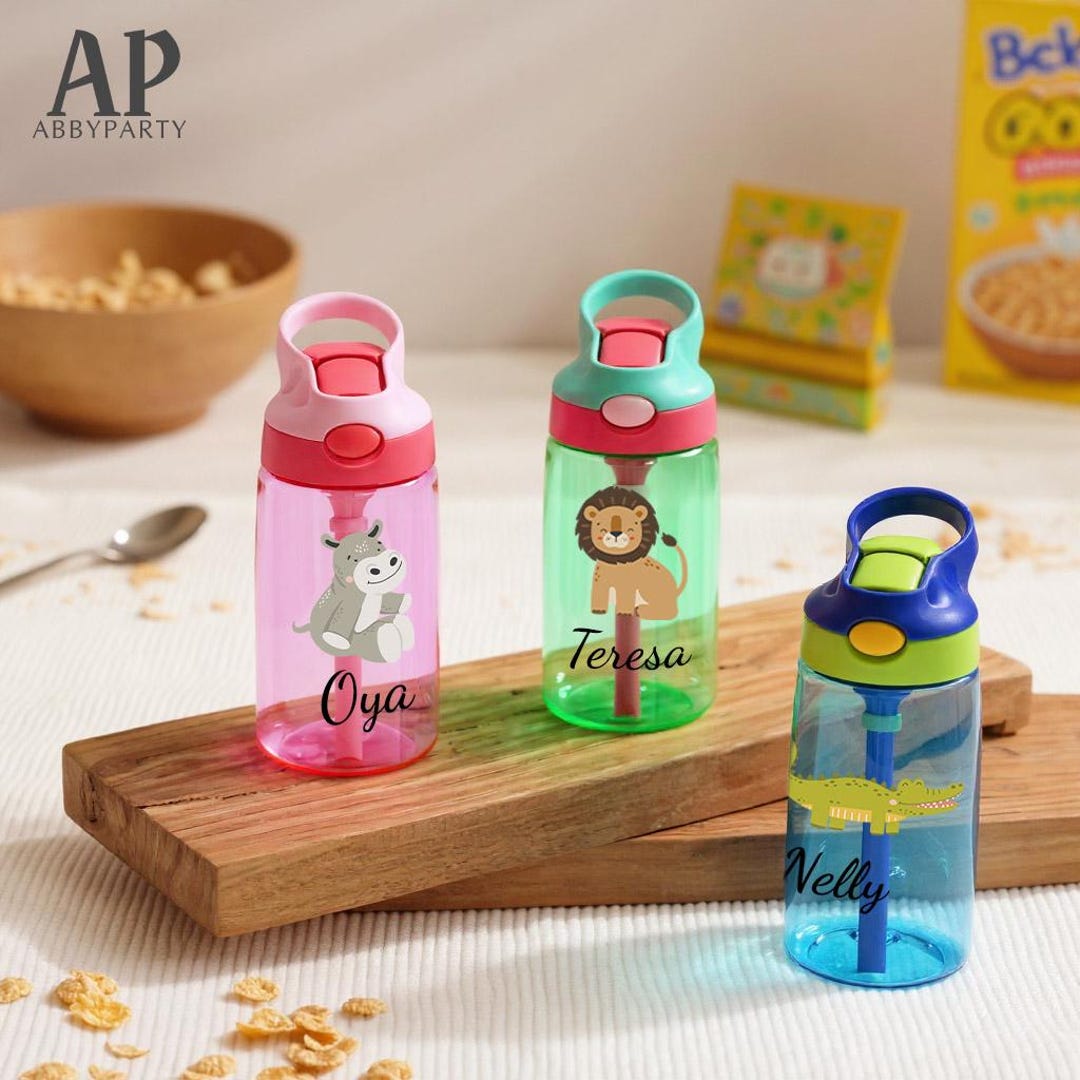 Custom Kids Water Bottle, Back to School Drinkware, Animal Bottle for ...