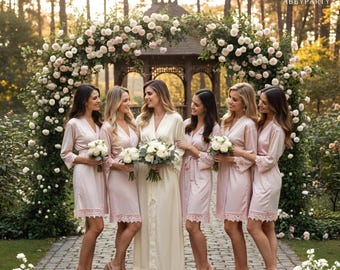 Personalized Long Bridesmaid Robes, Bride Tribe Robes, White Bridal Robes, Matching Robes, Bridesmaid Proposal Gifts, Bridal Party Robes