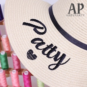 Customized beach hats, Bridesmaid Proposal, Floppy Beach hats, Custom Embroidery hat, Summer Embroidery Hat, Personalized Embroidered Hat