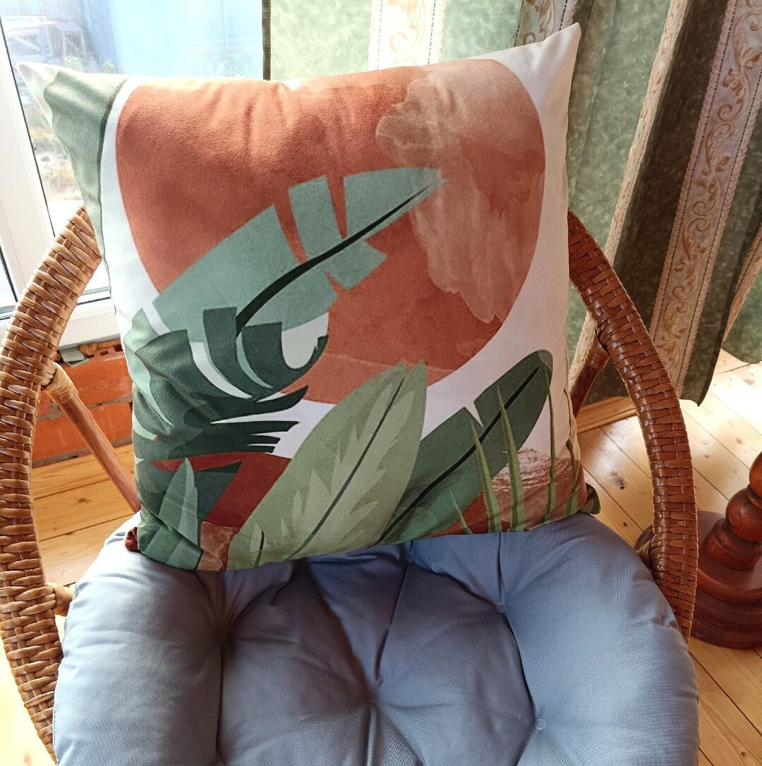 Green Leaf Cushion Cover Green Leaf Throw Cushion Cover Leaf Etsy