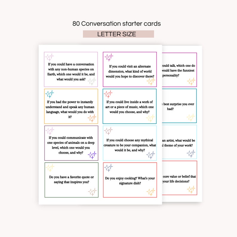 Conversation Starter Printable Conversation Cards Icebreaker - Etsy