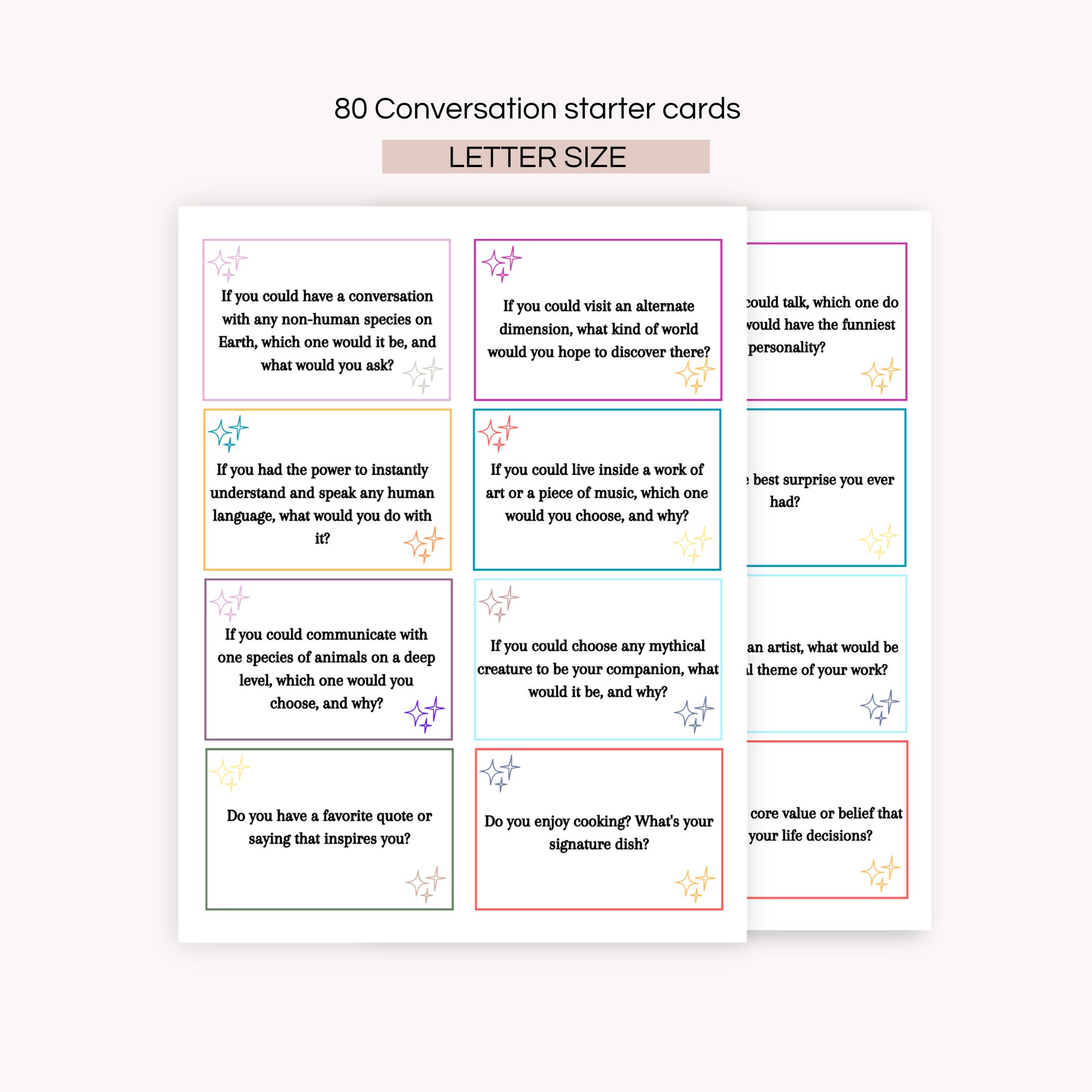 Conversation Starter Printable Conversation Cards Icebreaker - Etsy