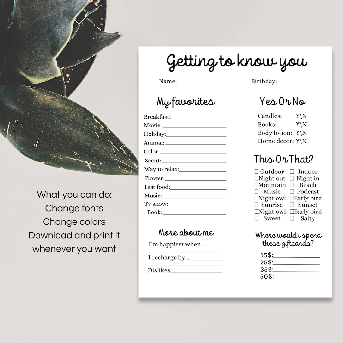Getting to Know Staff Printable, Coworker Questionnaire, Employee ...