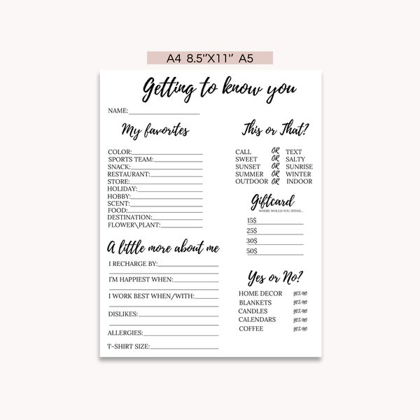 Editable Staff Questionnaire Template Etsy Editable Staff Questionnaire Template Etsy