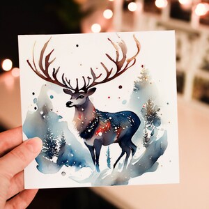 Weihnachtskarte mit Hirschmotiv