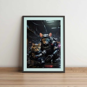 Team of cyberpunk cats