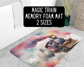 Tapis de bain en mousse à mémoire de forme aquarelle train magique