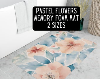 Tapis en mousse à mémoire de forme fleurs pastel aquarelle