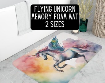 Tapis en mousse à mémoire de forme aquarelle licorne volante pégase