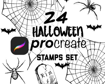 Procreate brushes - 24 halloween stamps set