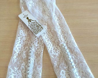 Manches de mariée amovibles en dentelle de Chantilly avec perles accessoires de mariage manches super robe en dentelle amovible sur mesure