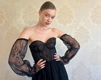 Detachable Chantilly Lace Sleeves, Off Shoulder Bridal Separates, Lace Wedding Sleeves Detachable Bridal Removable Lace Sleeves Super Dress