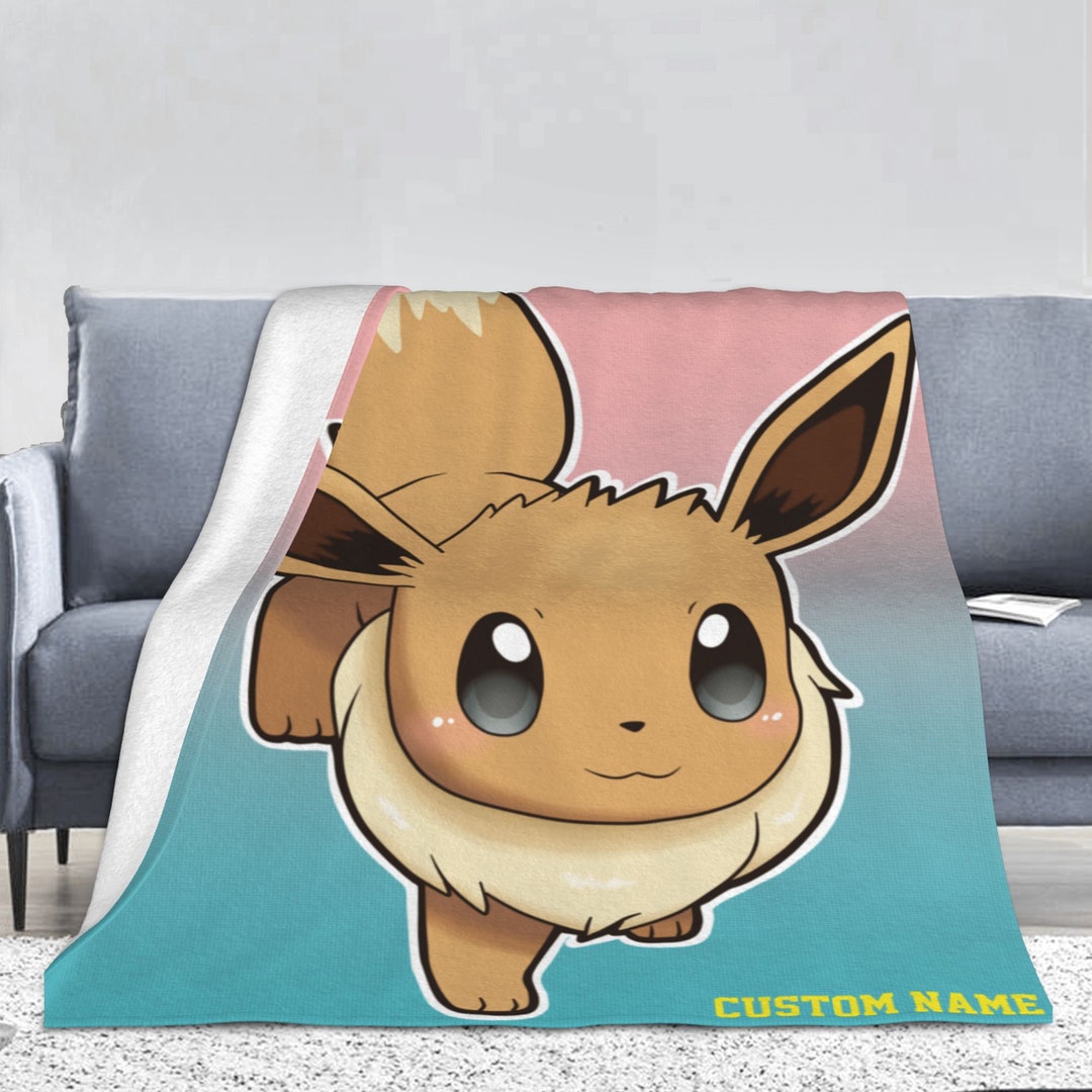 Pokemon Blanket Eevee Blanket Custom Name Blanket Soft Home Etsy