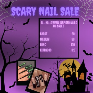 Purple nail flyer template Halloween theme